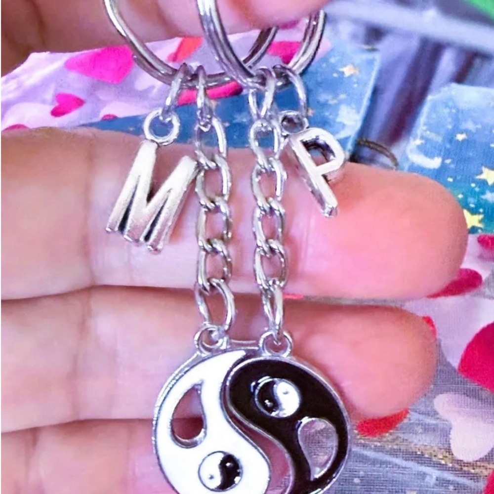 Set of 2 Yin Yang Keychains, Best Friend Keychain.